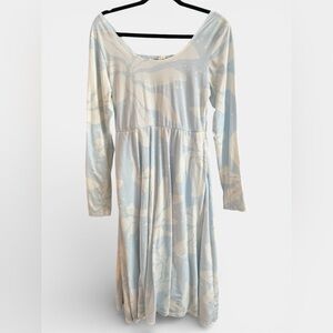 100% Organic Cotton Floral - Long Sleeve Scoop Neck Dress